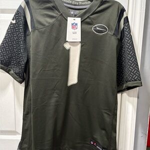 NFL Men's Dark Green and White Football Jersey #1